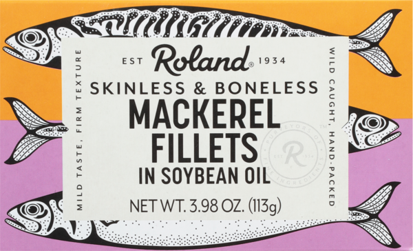 Roland Skinless + Boneless Mackerel Filets in Soybean Oil1x12/4oz