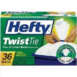 [1900-HF-20340] Hefty Twist Tie Tall Kitchen Bags (13 Gallon) 12/36Ct