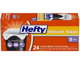 Hefty Med Flap Tie Trash Bag-Scent Free 8 Gal 12/24Ct