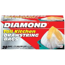 Diamond Kitchen Drawstring Bags (13 Gallon) 12/20Ct