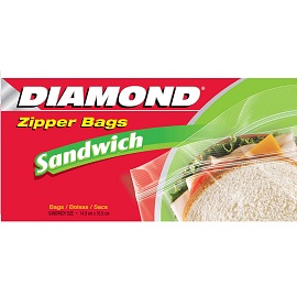 Diamond Zipper Sandwich Bags 12/50Ct