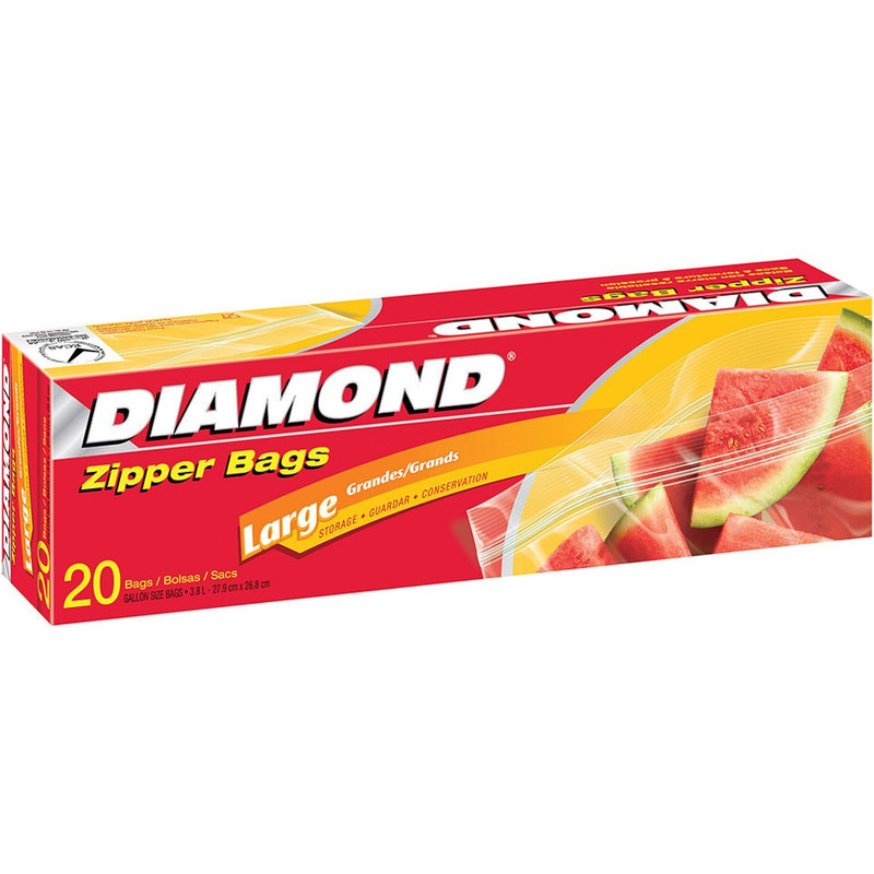 Diamond Zipper Large Storage Bags 12/20Ct