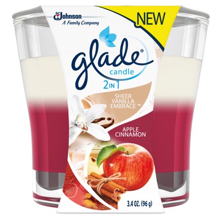 Glade Candle 2-In-1 Sheer Vanilla E & Apple Cinn 6/3.4Oz