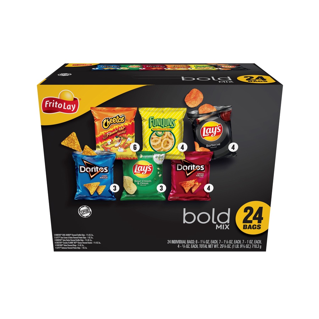 Frito Lay Variety Pack Cube Bold 24ct 1/25.375oz