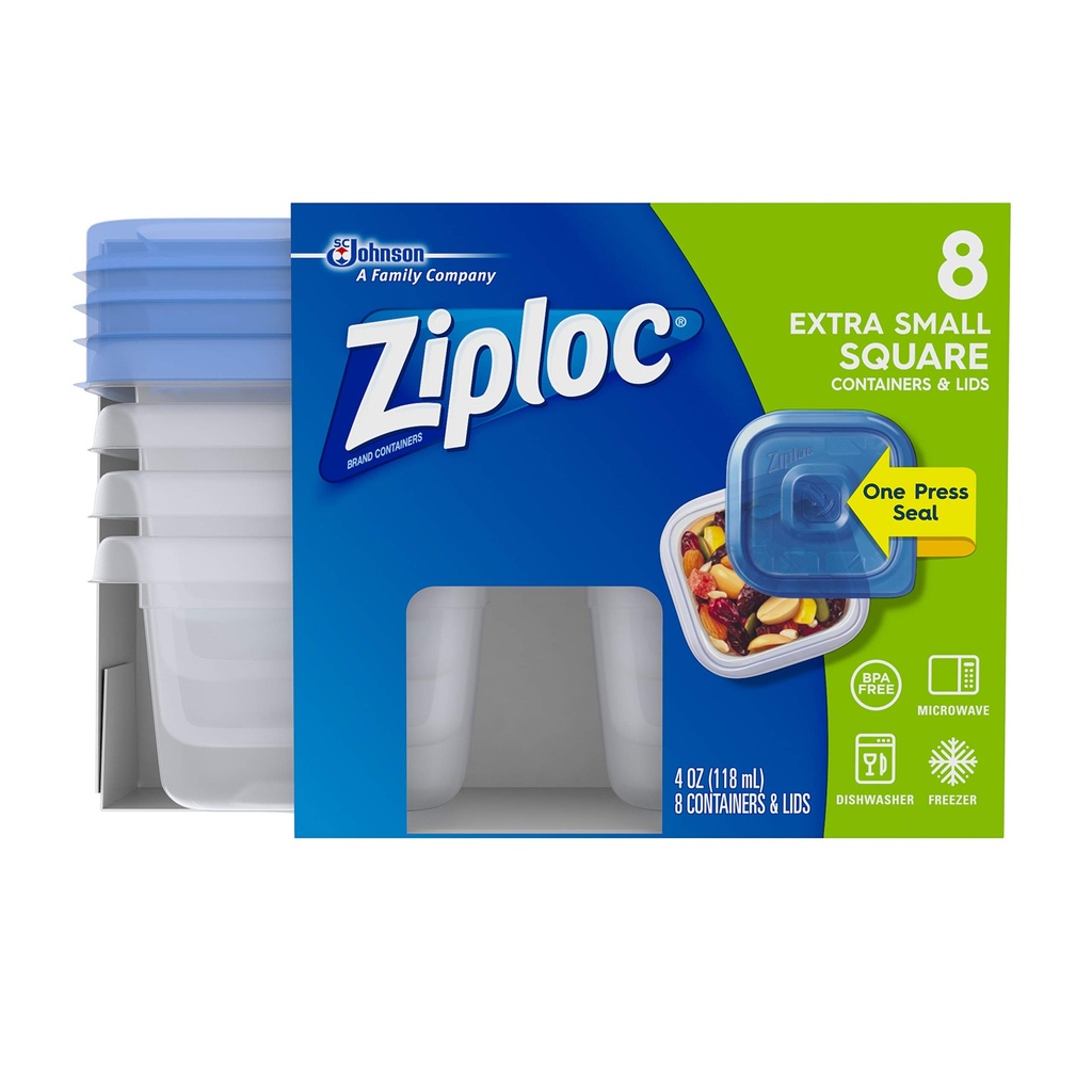 Ziploc Container One Press Mini Square 6/8ct