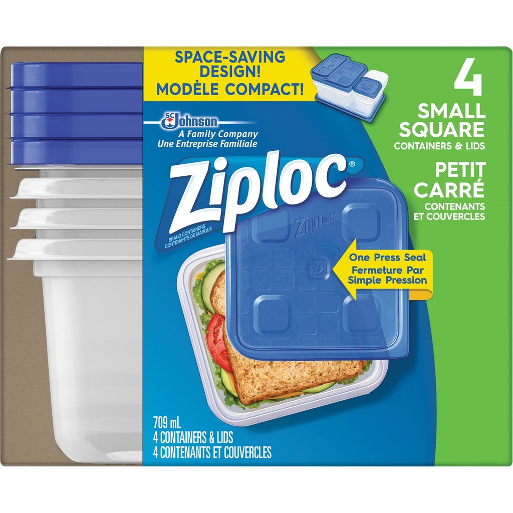 Ziploc Container One Press Square 6/4ct