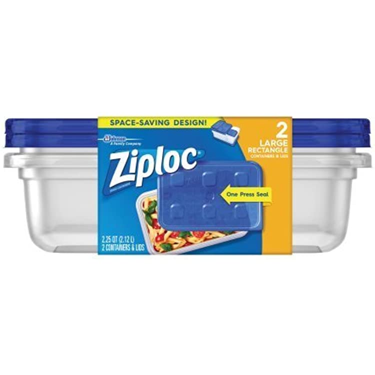 Ziploc Container One Press Deep Rectangle 6/2ct