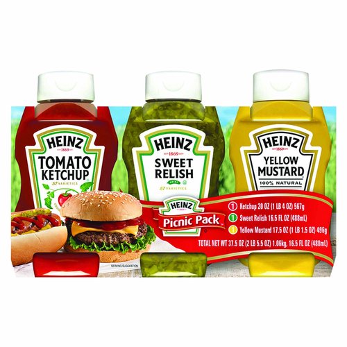 Heinz Picnic Pack Ketchup/Sweet Relish/Yellow Mustard 4/37.5oz