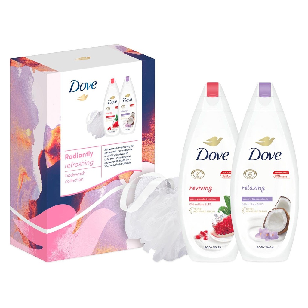 Dove Giftset Radiantly Refreshing Douche + Sponge