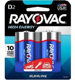 [1900-DV-18317] Rayovac Alkaline Carded D (2-Pack) 12/4