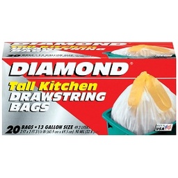 [1900-RD-00278] Diamond Kitchen Drawstring Bags (13 Gallon) 12/20Ct