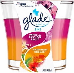 [1900-SJ-76946] Glade Candle 2in1 Hawaiian Breeze & Vanilla Passion Fruit 6/3.4oz