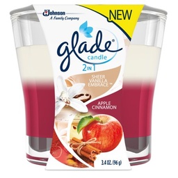 [1900-SJ-76948] Glade Candle 2in1 Sheer Vanilla E & Apple Cinn 6/3.4oz
