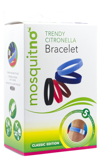 [2200-MQ-11912] MosquitNo Box Trendy Citronella Regular Bracelets 5-Pack Classic