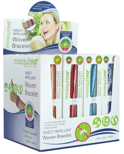 [2200-MQ-11353] MosquitNo Display Insect Repellent Woven Bracelet IR3535© - 24 pcs