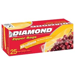 [1900-RD-04418] Diamond Zipper Medium Storage Bags 20% 12/30Ct
