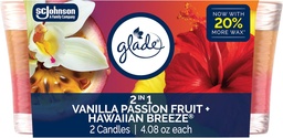 [1900-SJ-05508] Glade Candle 2in1 Hawaiian Breeze & Vanilla Passion Fruit 2PK 3/4.08oz